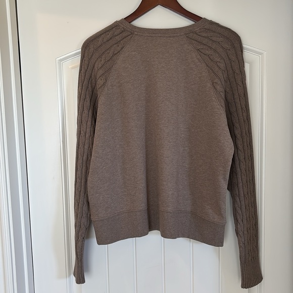 Ralph Lauren Black Label Brown‎ Cable Knit Cotton Crew Sweater Women’s Large - Picture 12 of 12